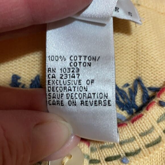Yellow Cardigan, embroidered  Sweater, XS - Picture 4 of 7